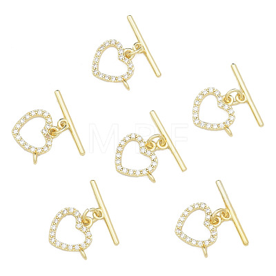 Brass Micro Pave Clear Cubic Zirconia Toggle Clasps KK-N259-03-1