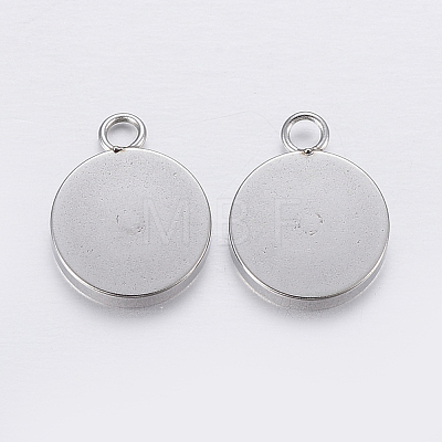 Tarnish Resistant 201 Stainless Steel Pendant Cabochon Settings X-STAS-P198-17-8mm-1