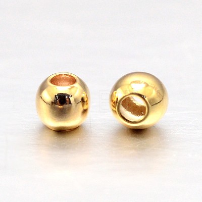 Real 18K Gold Plated Brass Round Spacer Beads X-KK-L147-197-2mm-NR-1