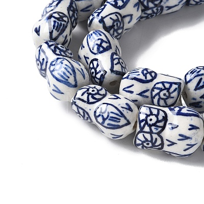 Handmade Blue and White Porcelain Ceramic Beads Strands PORC-L018-03A-1