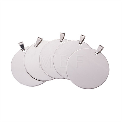 201 Stainless Steel Flat Round Stamping Blank Tag Pendants STAS-BC0002-19P-1