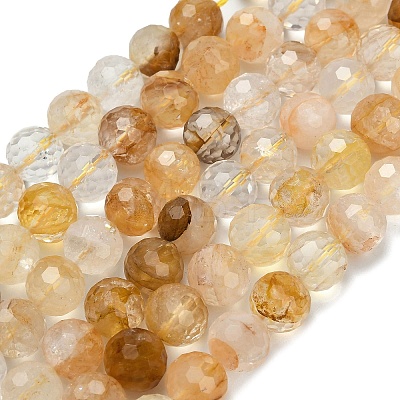 Grade A Natural Yellow Hematoid Quartz Beads Strands G-L642-F04-10mm-1