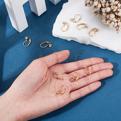 10Pcs Brass Micro Pave Clear Cubic Zirconia Leverback Earring Findings KK-TADJ0001-20A-1