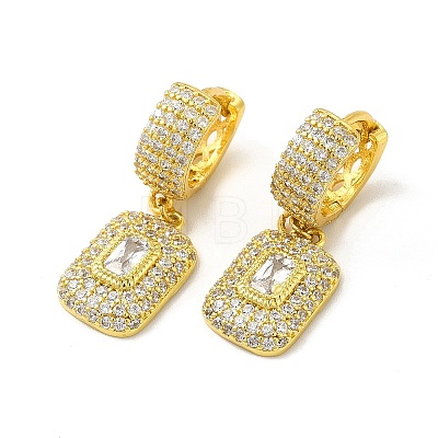 Rack Plating Brass Micro Pave Cubic Zirconia Hoop Earring for Women EJEW-H091-35G-1