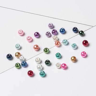 15 Colors Glass Pearl Beads HY-X0010-6mm-01-1