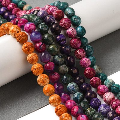 Dyed & Heated Natural Fire Crackle Agate Beads Strands G-P539-C01-04-1