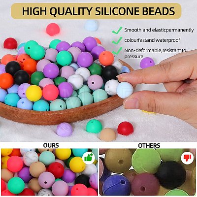 80Pcs Round Silicone Focal Beads SIL-SZ0001-24-27-1