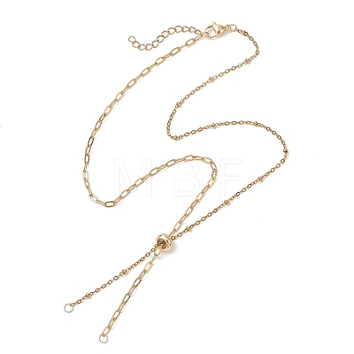 304 Stainless Steel Satellite Chain Paperclip Chain Slider Necklace Making AJEW-JB01495-02-1