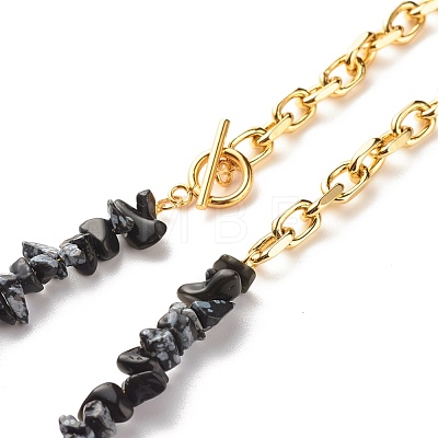Natural Snowflake Obsidian Chip Beads Jewelry Set SJEW-JS01223-05-1