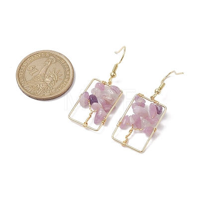 Natural Lilac Jade Chips Tree Dangle Earrings EJEW-JE05734-05-1