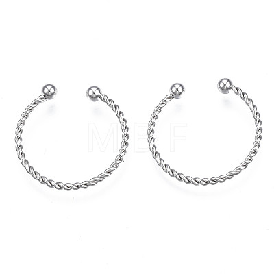 304 Stainless Steel Twist Rope Cuff Ring X-RJEW-S045-133-1