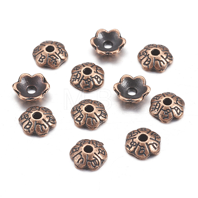6-Petal Tibetan Style Alloy Flower Bead Caps LS-TIBE-S220-R-NR-1