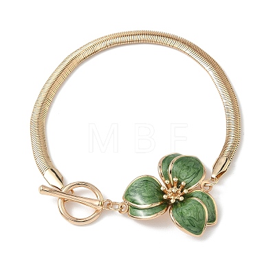 Iron Enamel Green Flower Anklets with OT Clasps for Women RN-CBA08A4-01G-1