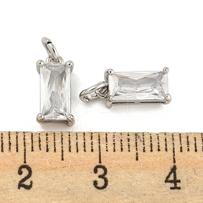 Brass Micro Pave Clear Cubic Zirconia Charms KK-G490-21P-1