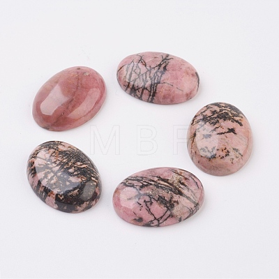 Natural Rhodonite Flat Back Cabochons X-G-G741-13x18mm-12-1