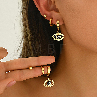 Stainless Steel Hollow Evil Eye Pendant Earrings Sets IZ8037-1