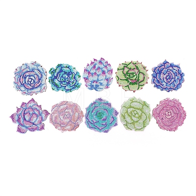 10Pcs Flower Coaster DIY Diamond Painting Kit PW-WG20857-01-1