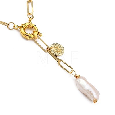 Natural Baroque Pearl Keshi Pearl Lariat Necklaces NJEW-JN03042-1