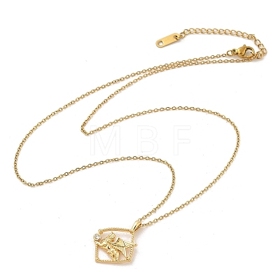 Brass Clear Cubic Zirconia Pendant Necklaces for Women NJEW-R018-02G-02-1