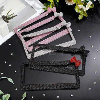 5 Sets 5 Colors Stainless Steel & Arcylic Rhinestone Frames for Licence Plate DIY-WA0001-32A-1