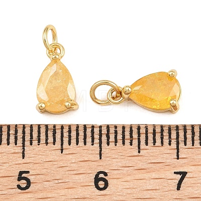 Brass & Glass Pendants KK-Q085-16G-07-1