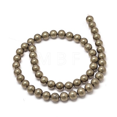 Natural Pyrite Beads Strands X-G-P075-54-8mm-1