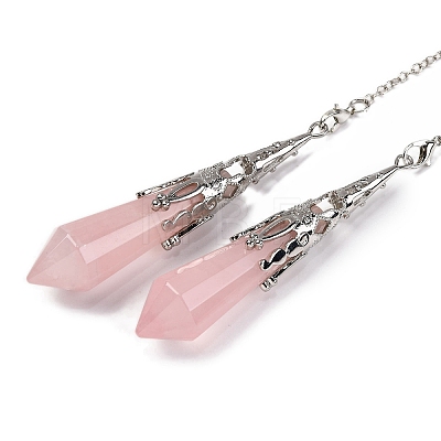 Natural Rose Quartz Pointed Dowsing Pendulum Big Pendants G-H285-06P-A22-1