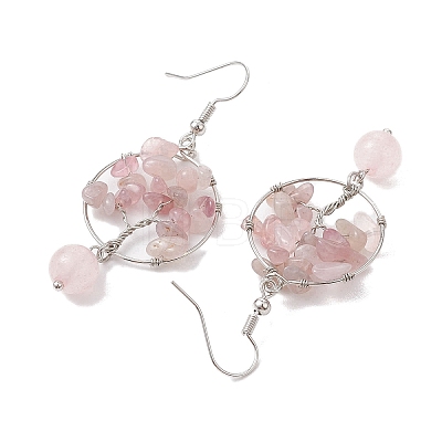 Natural Rose Quartz Dangle Earrings EJEW-JE05747-02-1