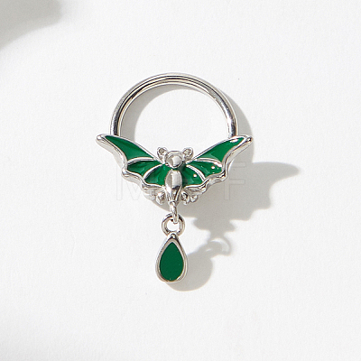 Gothic 316 Surgical Stainless Steel Enamel Green Bat Nose Ring with Drop Charms for Men and Women Party Jewelry LS-YQ2645-1