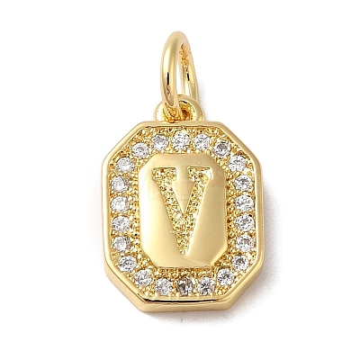 Real 18K Gold Plated Brass Micro Pave Clear Cubic Zirconia Pendants KK-L216-002G-V-1