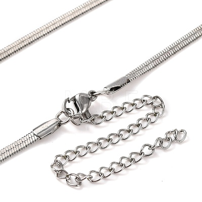 304 Stainless Steel Rhinestone Snake Chain Evil Eye Pendant Necklaces NJEW-K273-02P-1