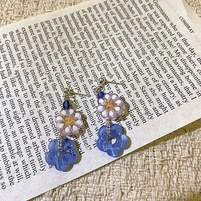 Alloy Lampwork Stud Dangle Earrings WG3F254-03-1
