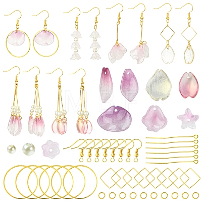 DIY Leaf & Flower Glass Earrings Jewelry Making Kits DIY-FS0007-06-1