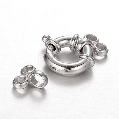 Rhodium Plated 925 Sterling Silver Spring Clasp Sets STER-N014-31-1