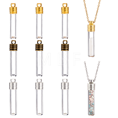 9Sets 3 Colors Clear Glass Long Bottle Pendants FIND-GA0004-62-1