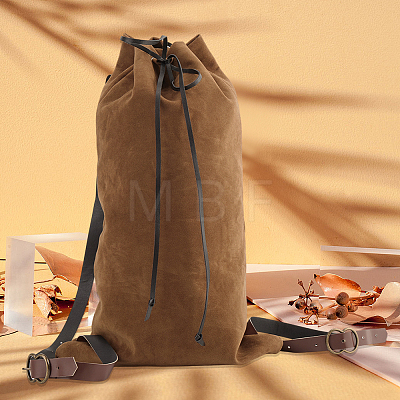 Flocking Fibre Drawstring Backpacks with PU Leather Straps and Alloy Clasps ABAG-WH20019-02A-1
