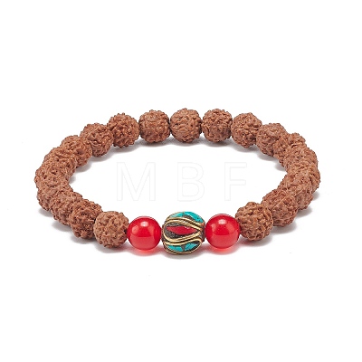 4Pcs 4 Style Natural Rudraksha Mala Bead Bracelets Set BJEW-JB08979-1