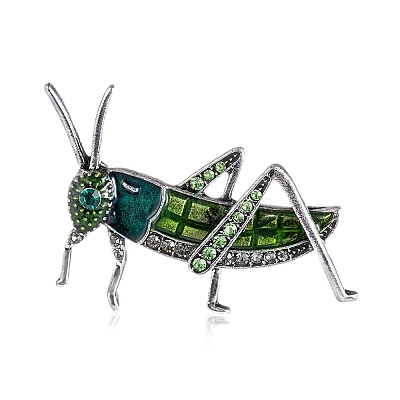 Grasshopper Alloy Rhinestone Brooches PW-WG09710-01-1