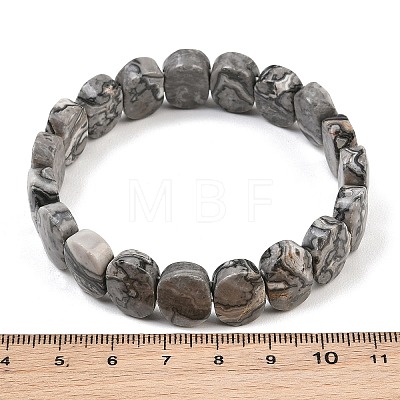 Natural Ocean Jasper Oval Beaded Stretch Bracelet G-E010-01-14-1