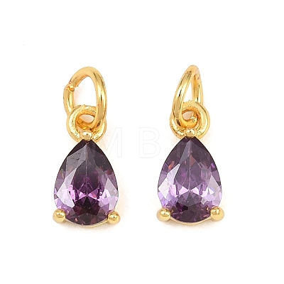 Brass Pave Cubic Zirconia Charms KK-K340-51G-1