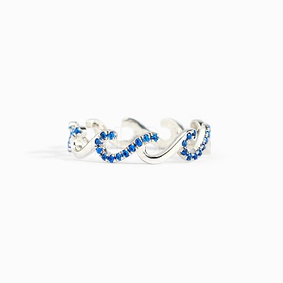 Wave Shaped 925 Sterling Silver Micro Pave Cubic Zirconia Finger Rings FS-WGA19D0-01-1