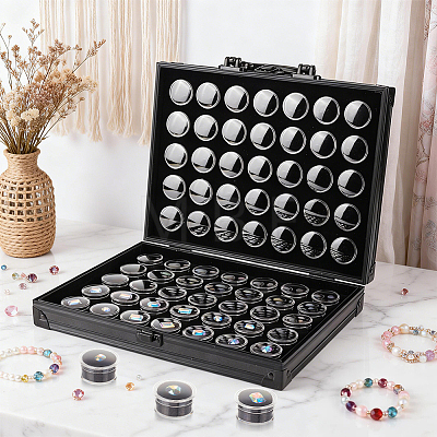 Rectangle Black Aluminum Alloy Organizer Handled Boxes CON-WH0089-254B-1