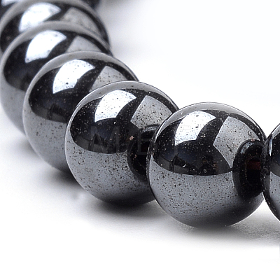 Non-magnetic Synthetic Hematite Beads Strands G-S259-44-8mm-1