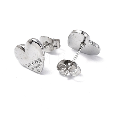 304 Stainless Steel Heart Stud Earrings for Women EJEW-F300-07P-1