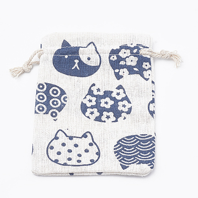 Kitten Polycotton(Polyester Cotton) Packing Pouches Drawstring Bags ABAG-T006-A19-1