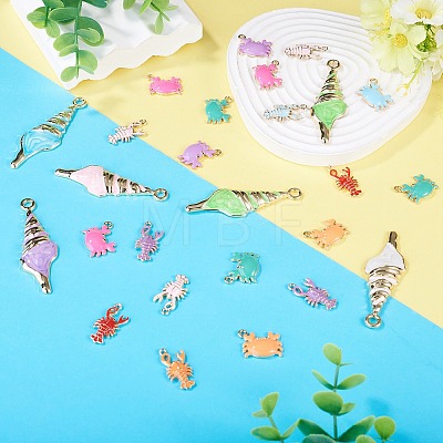60Pcs 15 Styles Alloy and Enamel Big Pendants FIND-TA0010-95-1