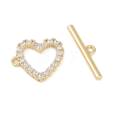 Brass Micro Pave Clear Cubic Zirconia Toggle Clasps X-KK-K391-07G-1