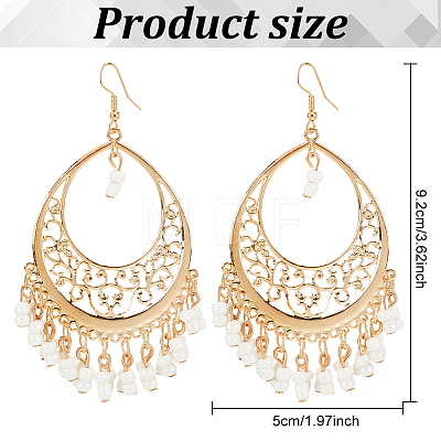 ANATTASOUL 2 Pairs 2 Colors Glass Seed Beaded Teardrop Chandelier Earrings EJEW-AN0002-29-1