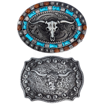 2Pcs 2 Colors Zinc Alloy & Wood Beads Buckles AJEW-GF0015-53-1