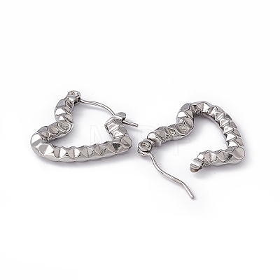 304 Stainless Steel Heart Hoop Earrings for Women EJEW-G314-13P-1